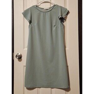 Sage Green Ruffle-Sleeve Mini Dress Size Small